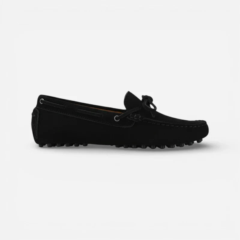 Mocassin En Nubuck Noir à Lacet Pour Homme
