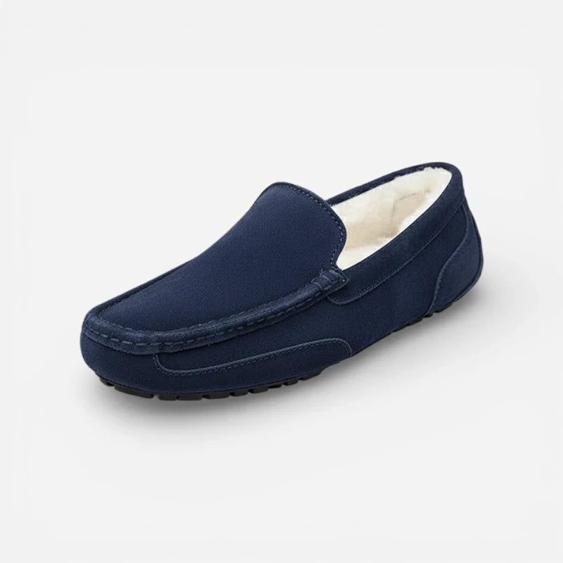 Mocassin Fourré En Daim Bleu Marine Pour Homme