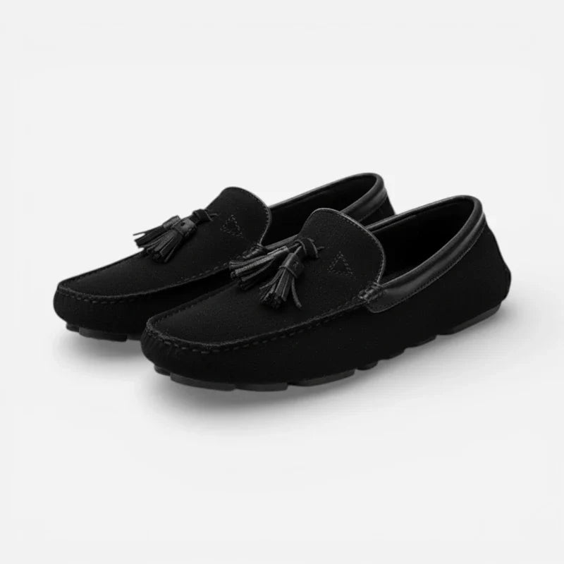 Mocassin En Daim Nubuck Noir Pour Homme à Glands