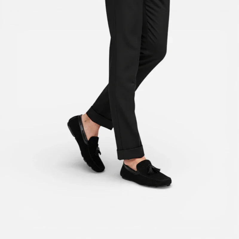 Mocassin En Daim Nubuck Noir Pour Homme à Glands