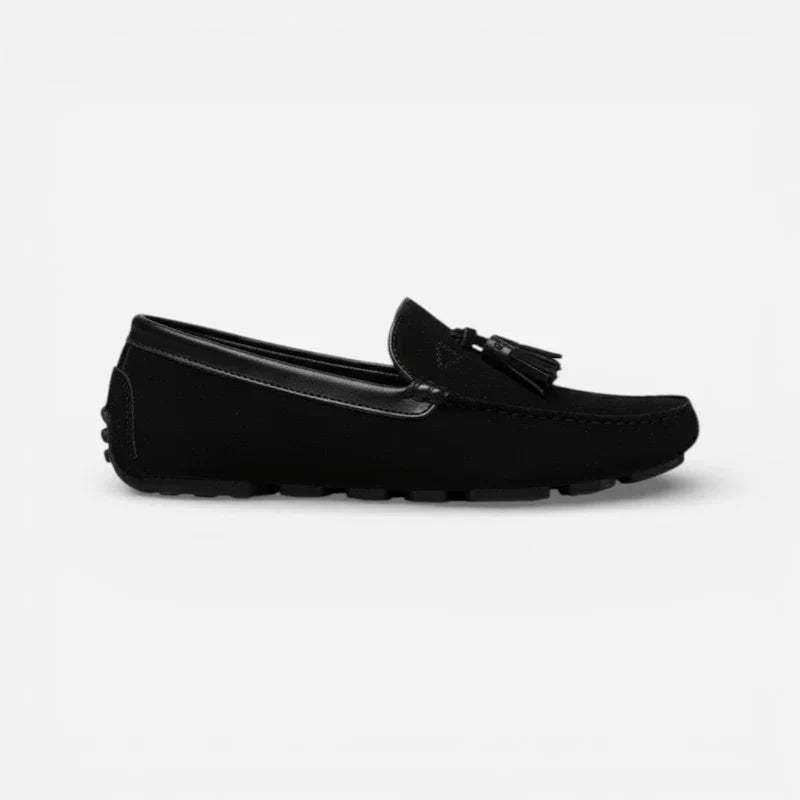 Mocassin En Daim Nubuck Noir Pour Homme à Glands