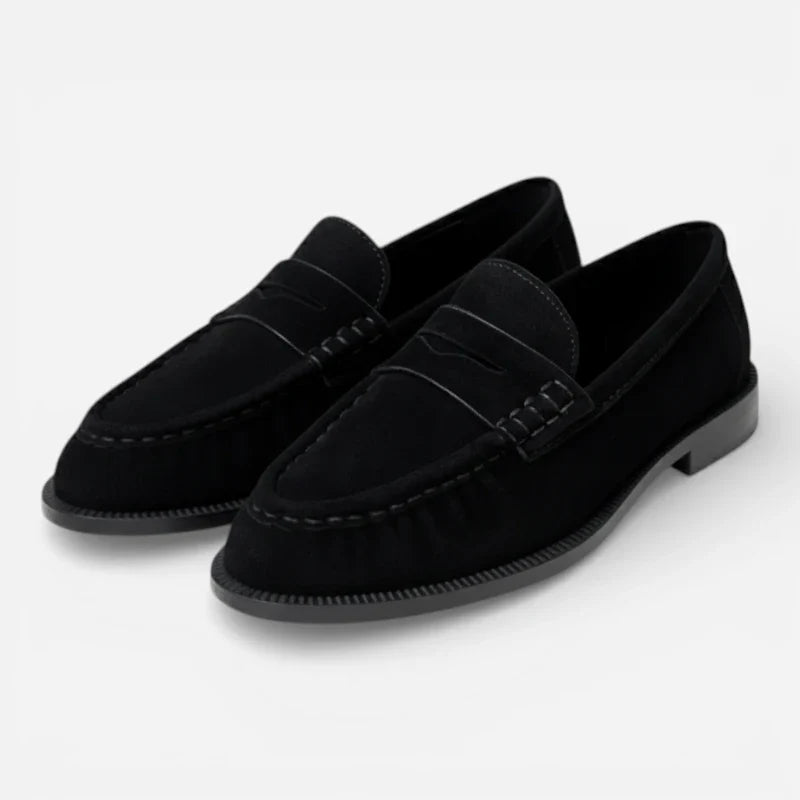 Mocassin Daim Premium Noir Femme
