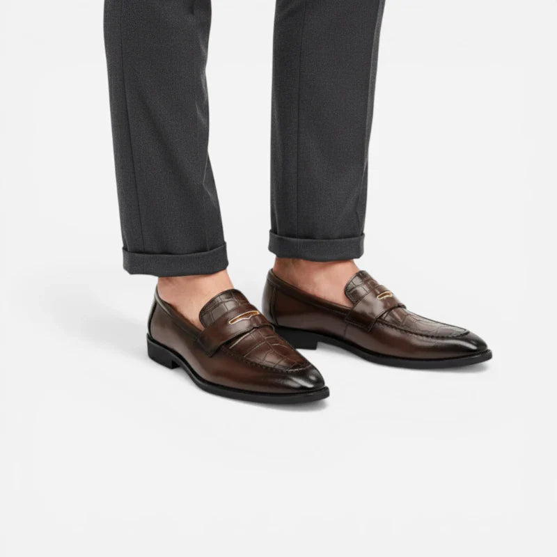 Mocassin En Cuir Marron Foncé Premium Pour Homme