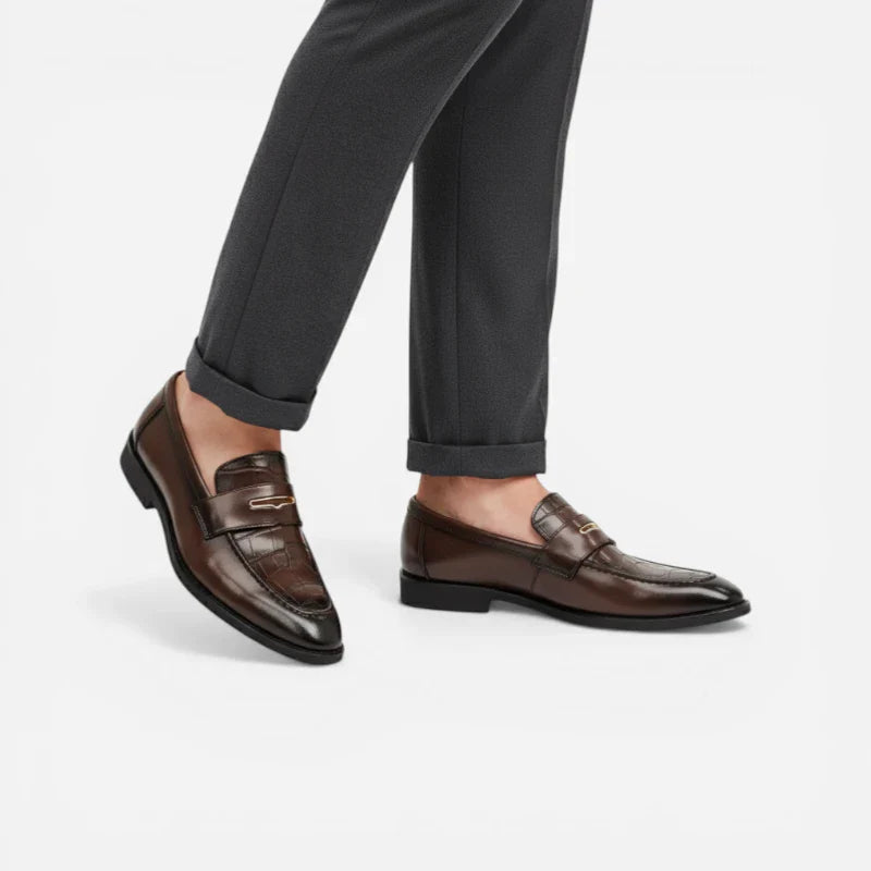 Mocassin En Cuir Marron Foncé Premium Pour Homme