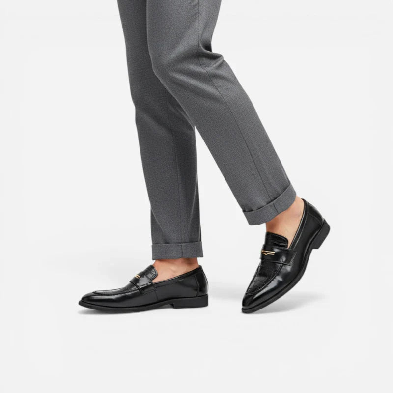 Mocassin En Cuir Vernis Noir Luxe Pour Homme