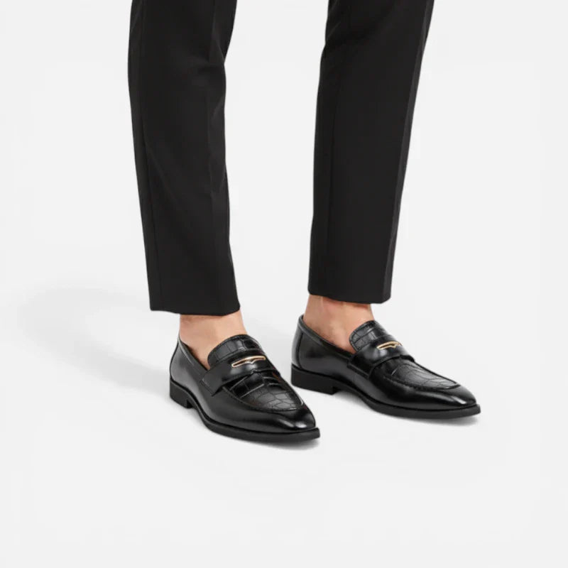 Mocassin En Cuir Vernis Noir Luxe Pour Homme