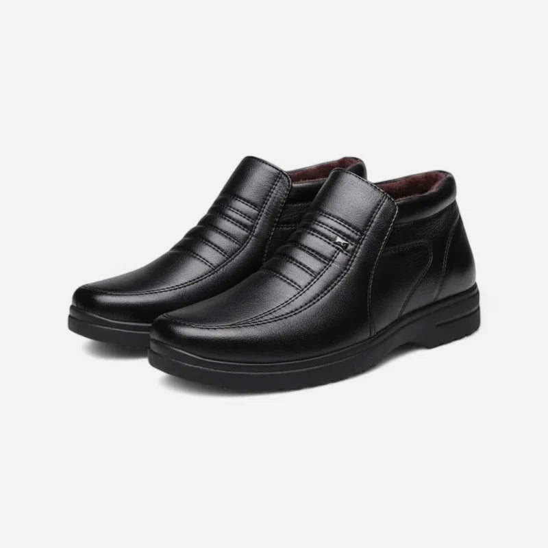 Mocassin Montant En Cuir Noir Bien Habillé Pour Homme