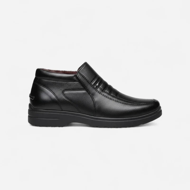 Mocassin Montant En Cuir Noir Bien Habillé Pour Homme