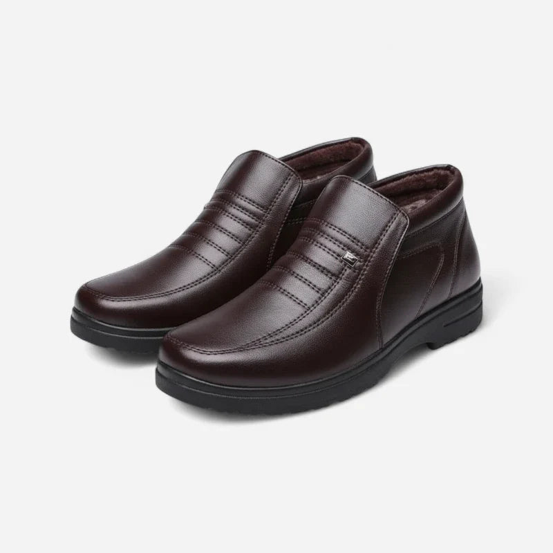 Mocassin Montant En Cuir Marron Avec Surpiqure Pour Homme