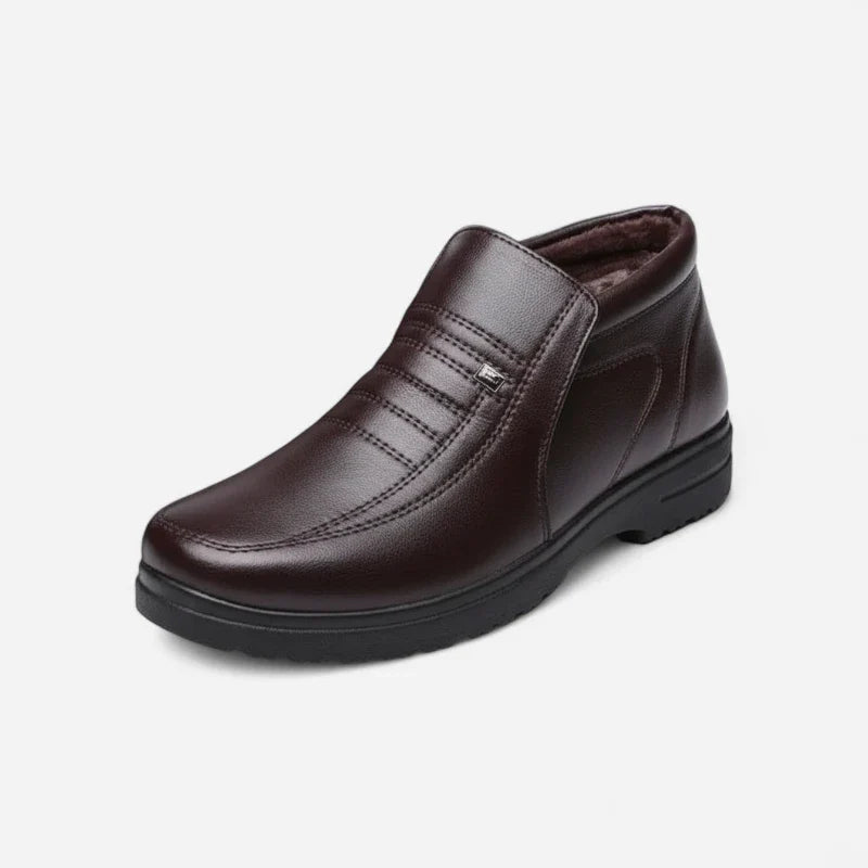Mocassin Montant En Cuir Marron Avec Surpiqure Pour Homme