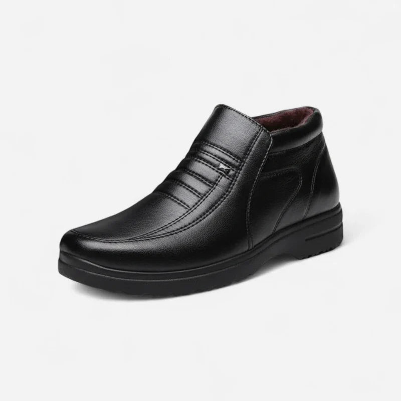 Mocassin Montant En Cuir Noir Bien Habillé Pour Homme