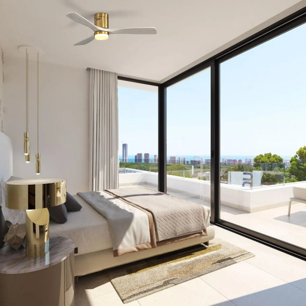 Miami | Ventilateur de plafond 132cm Aura - Pales bois & LED intégrée