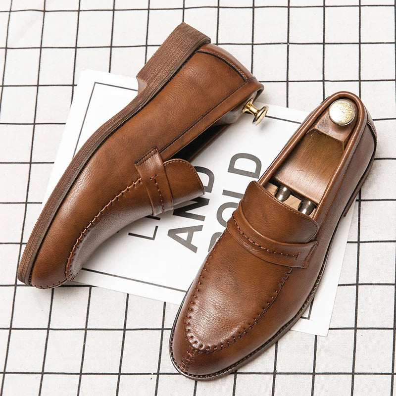 Mocassin Cuir Premium Marron De Ville Pour Homme