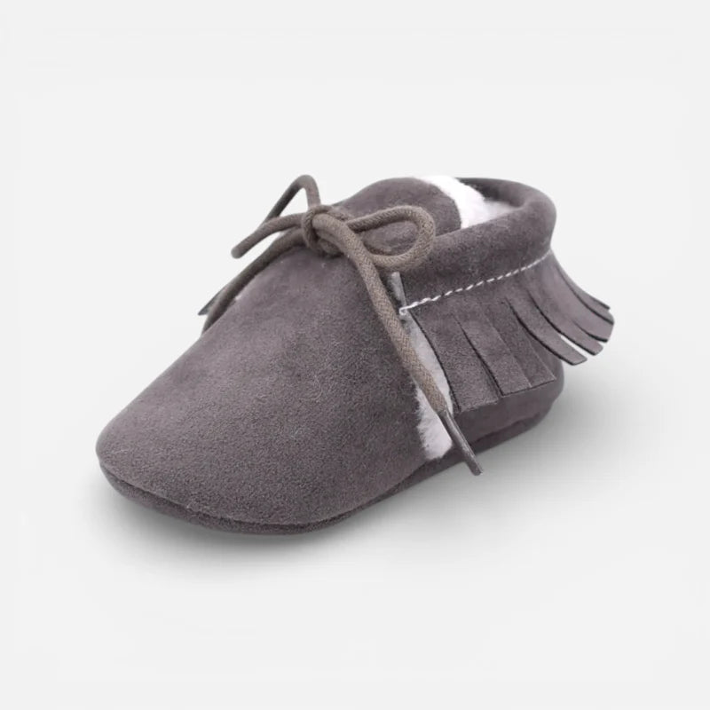 Mocassin Pour Bébé En Daim Gris