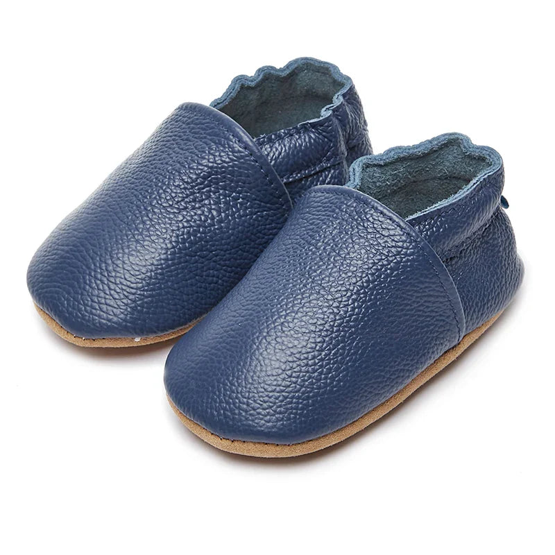 Mocassin Cuir Bleu Marine Bébé