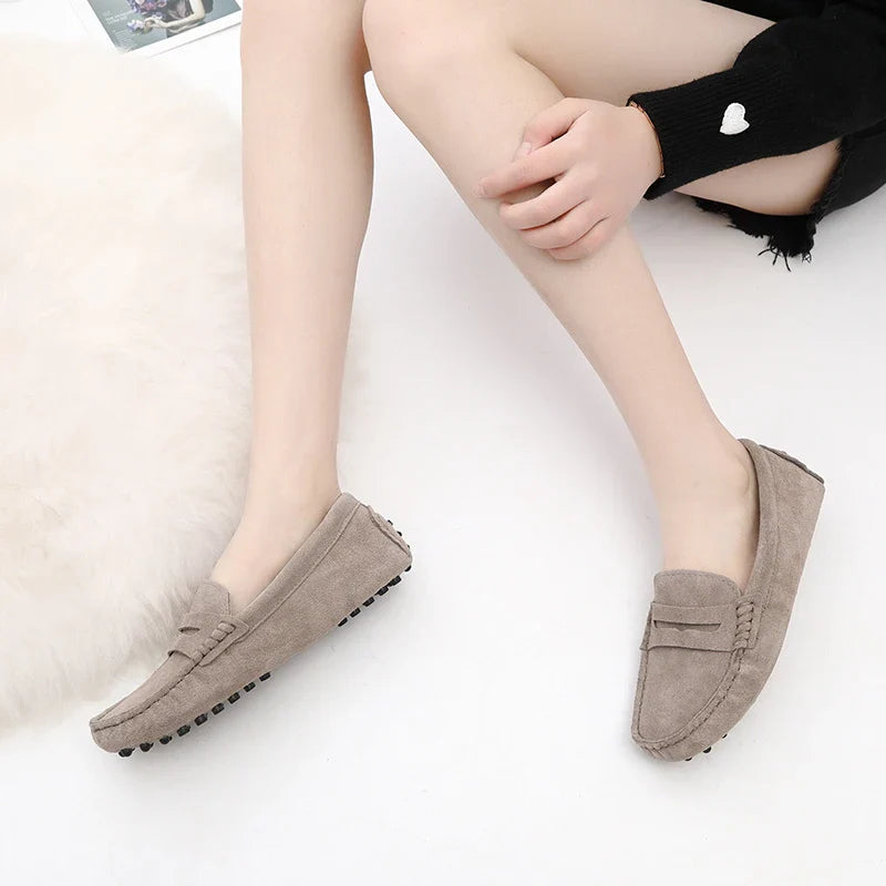 Mocassin Femme Daim Gris