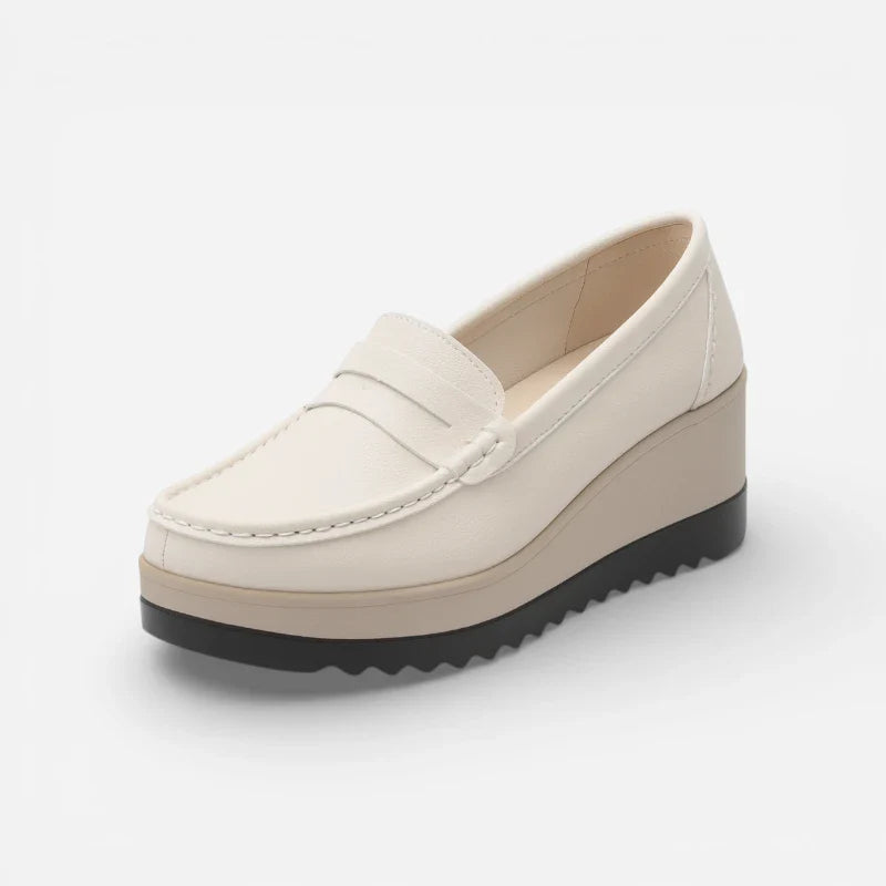 Mocassin Femme Plateforme Beige