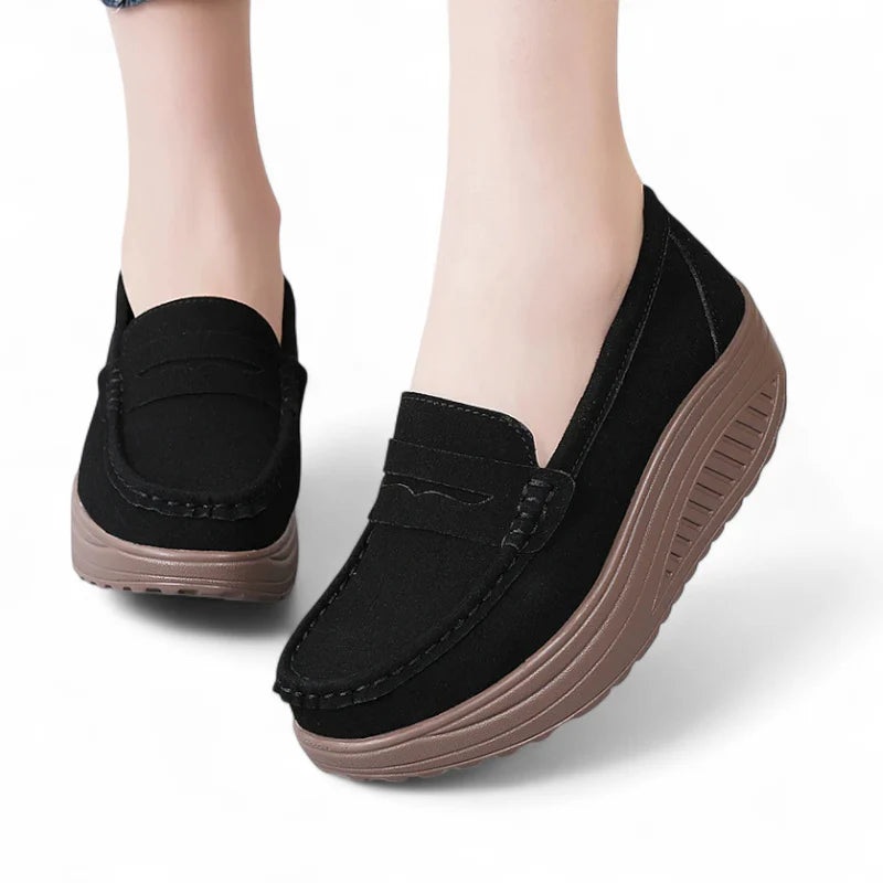 Mocassins Femme Noir Plateforme