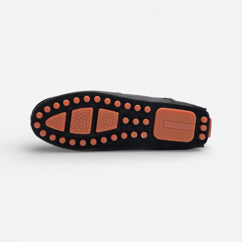 Mocassin Noir Homme Daim Avec Brochure