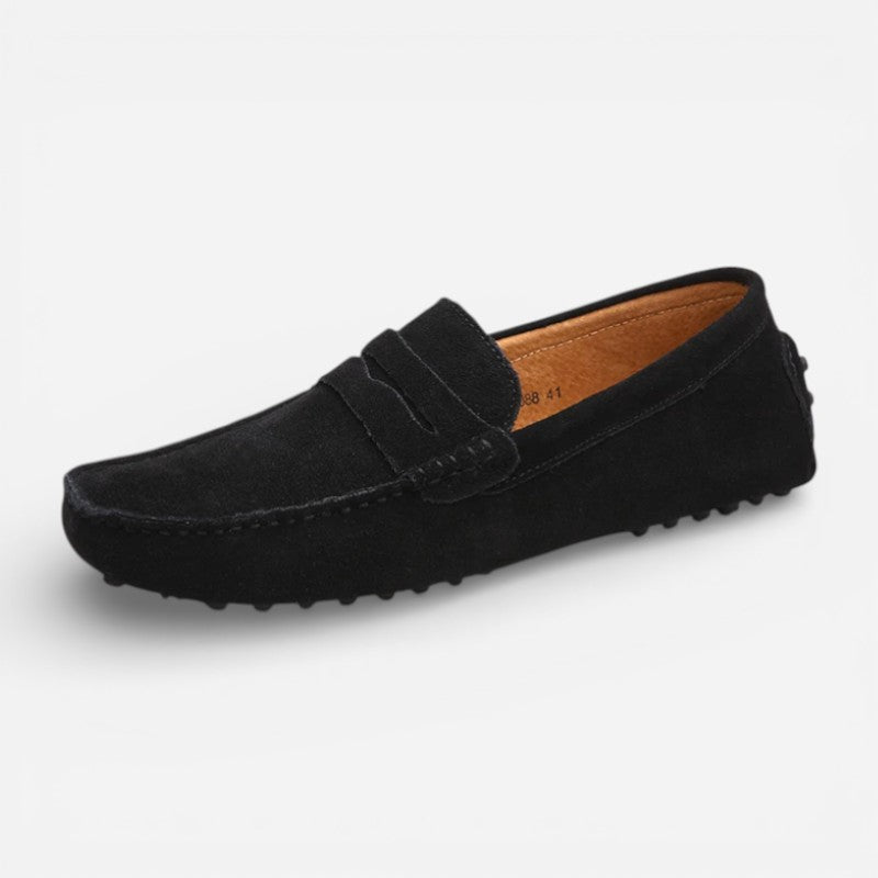Mocassin Noir Daim Homme Chic Vintage