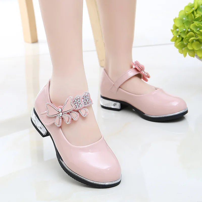 Mocassin Ballerine Solide Rose & Argenté Vernis Pour Fillette