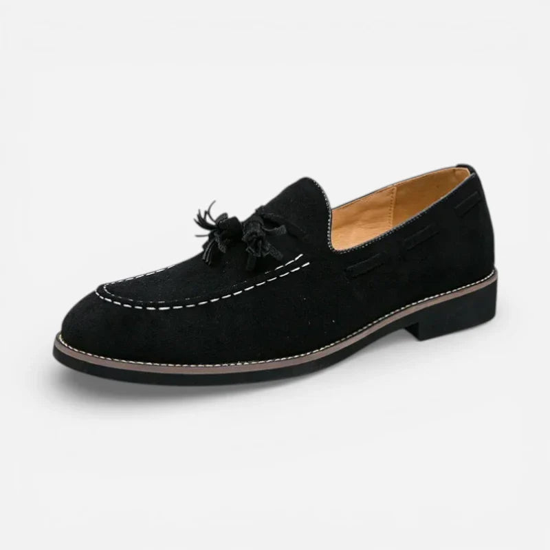 Mocassin Daim Noir Pour Homme Talon Premium