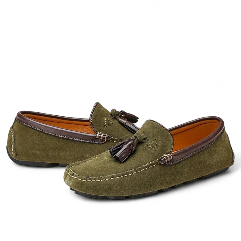 Mocassin En Daim Kaki à Gland Homme