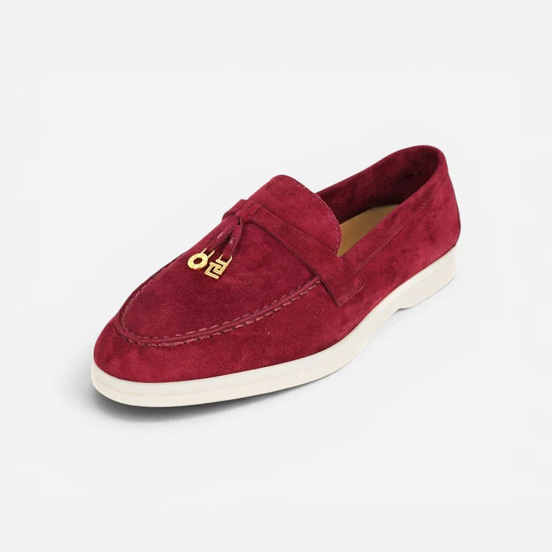 Mocassin Daim Bordeaux Luxe Glands Dorés