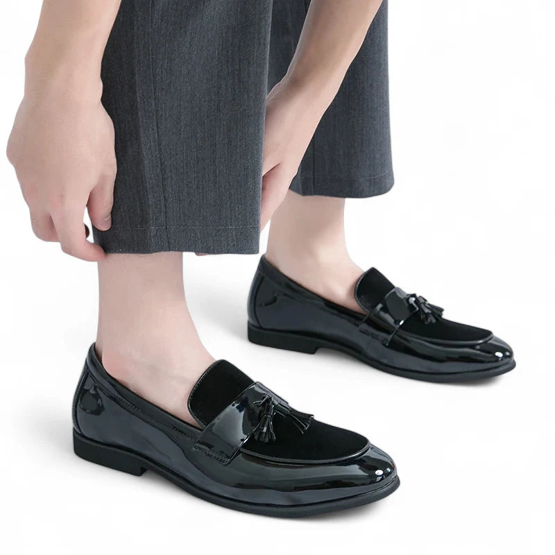 Mocassin Homme Noir Cuir Et Daim