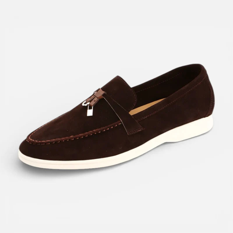 Mocassins à Glands Marron En Daim