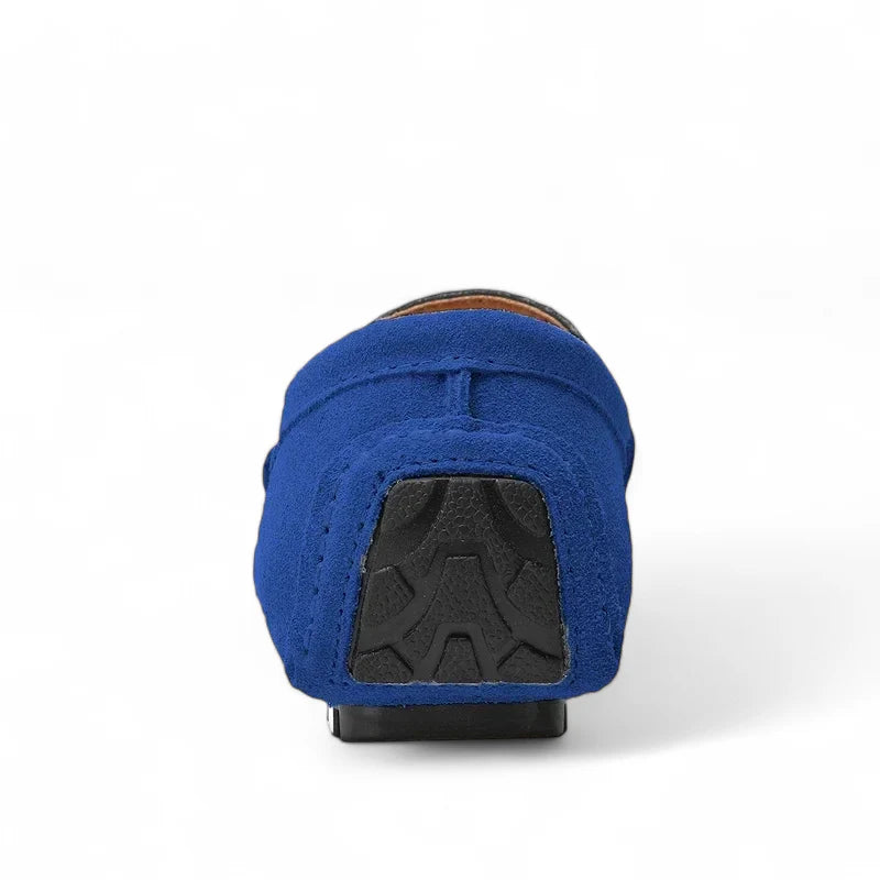 Mocassin En Daim Bleu Avec Chaine Pour Homme