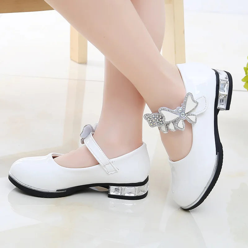 Mocassin Ballerine À Talon Blanc Vernis Pour Fillette