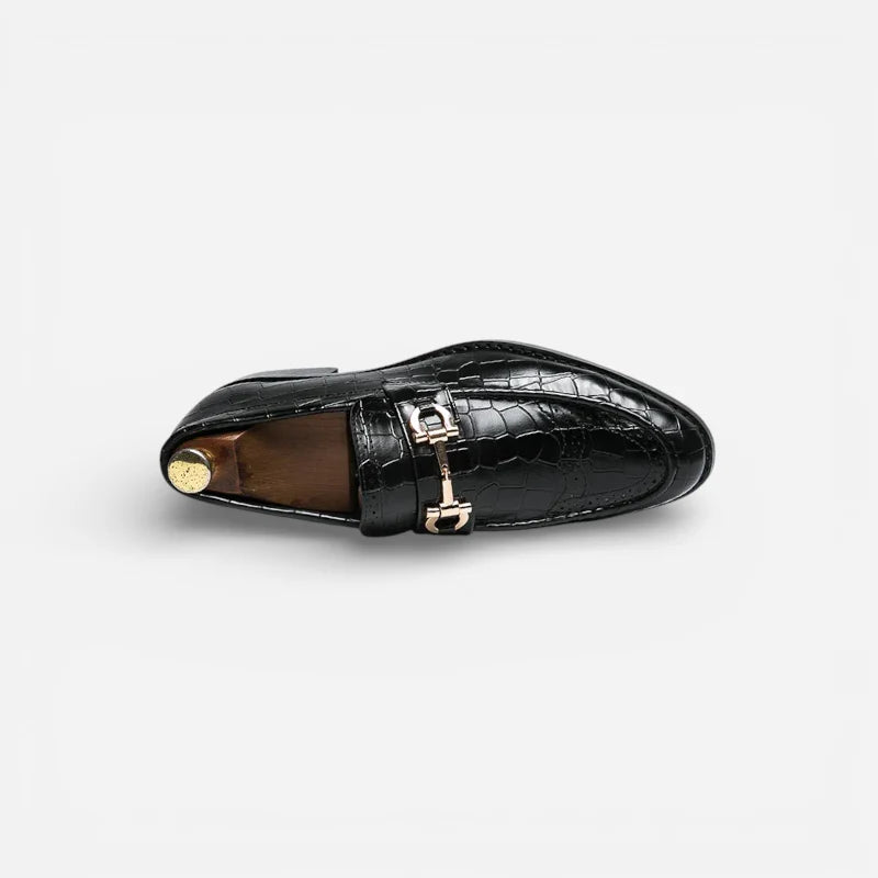 Mocassin Cuir écailles Noir Vernis Pour Homme