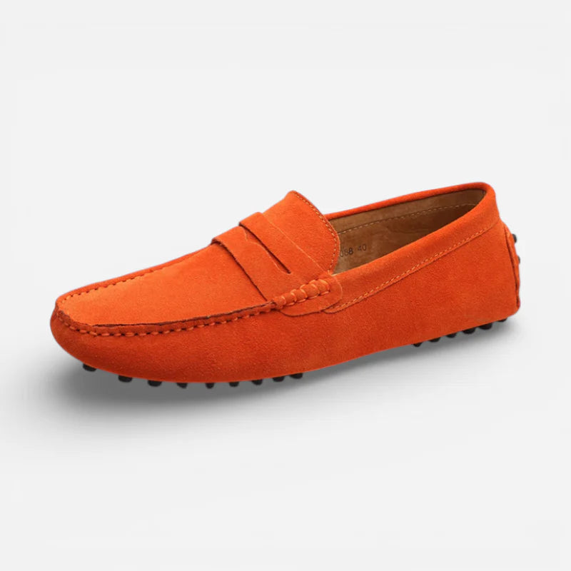 Mocassin Homme Orange Daim