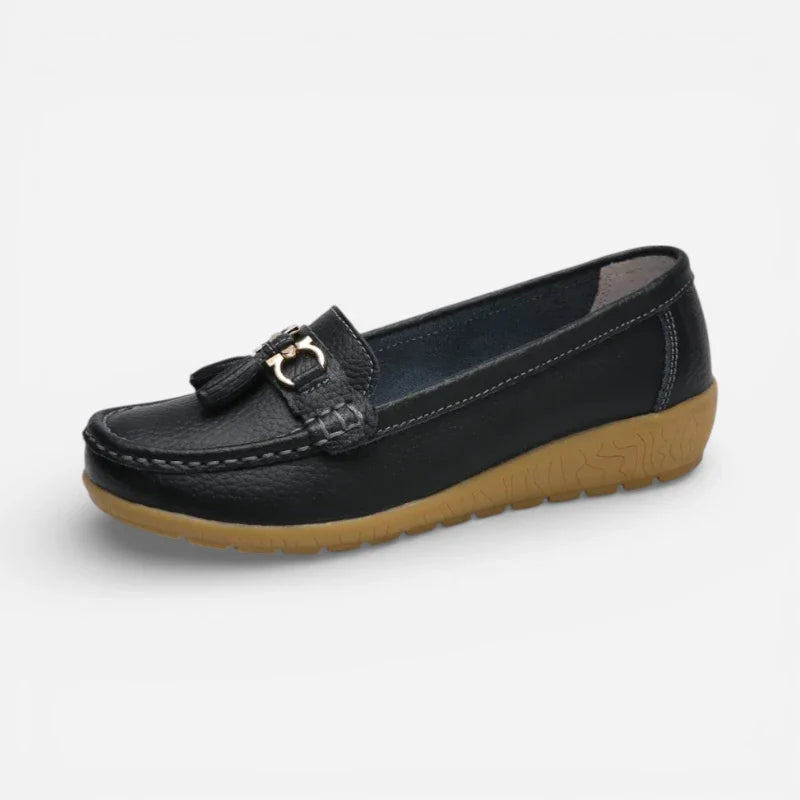Mocassin Compensé Noir Femme