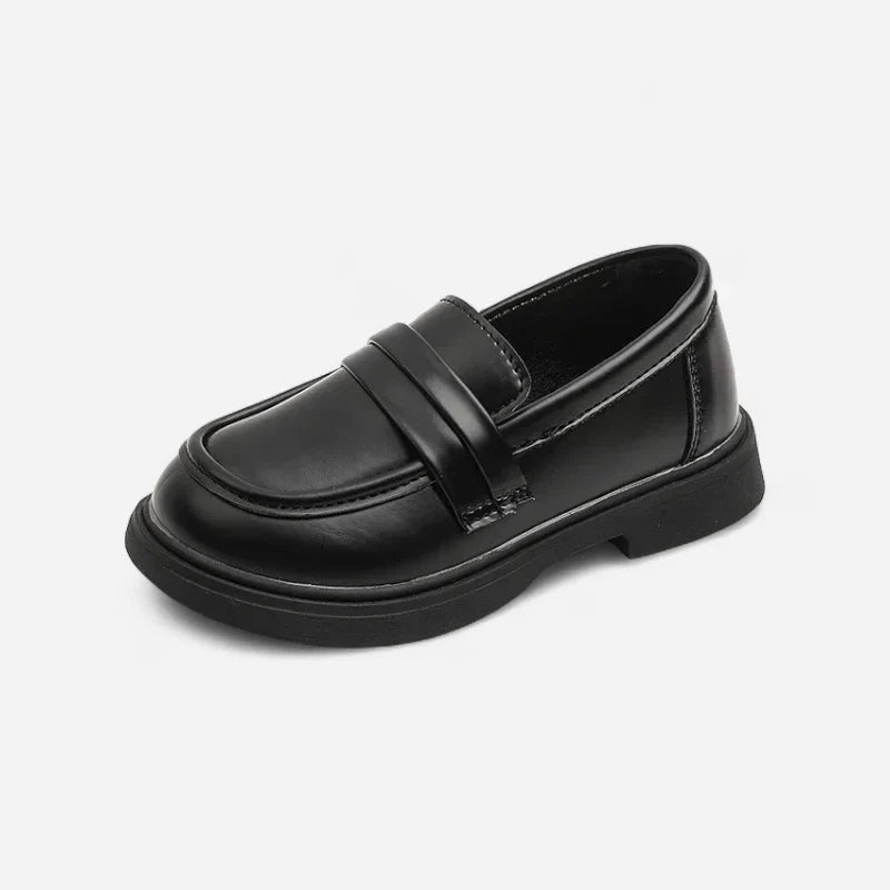 Mocassin Compensé Cuir Noir Pour Fille À Talon Bien Habillé