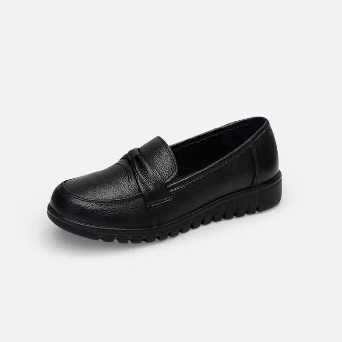 Mocassin Noir Compensé Pour Femme Chic Avec Bandeau