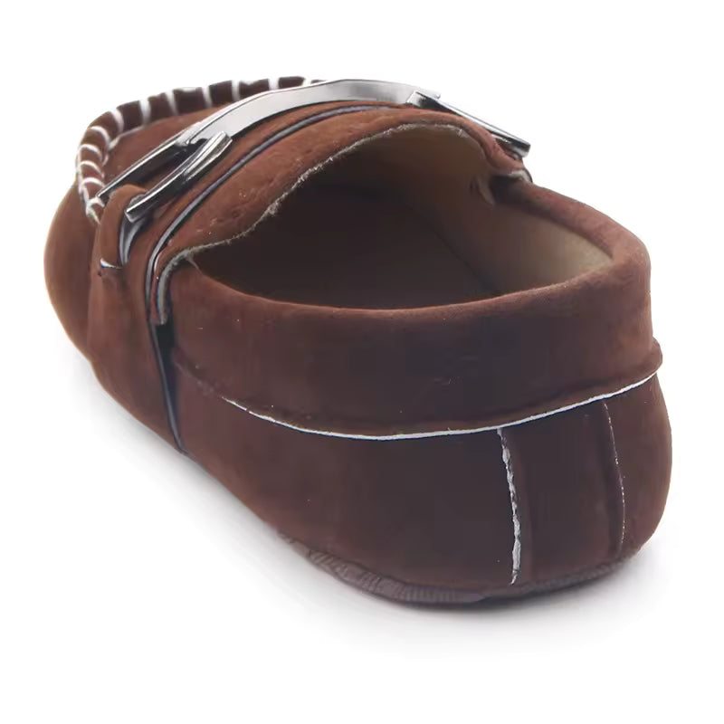 Mocassin Pour Bébé En Daim Marron Et Chainette