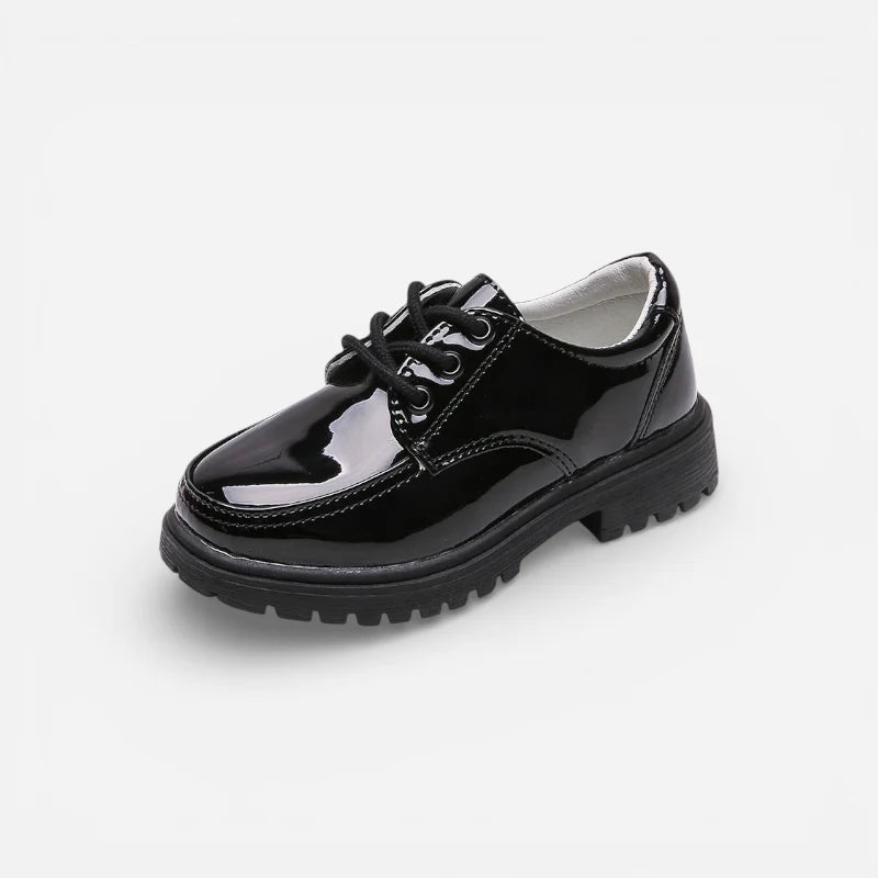 Mocassin Compensé Noir Vernis Pour Garçon