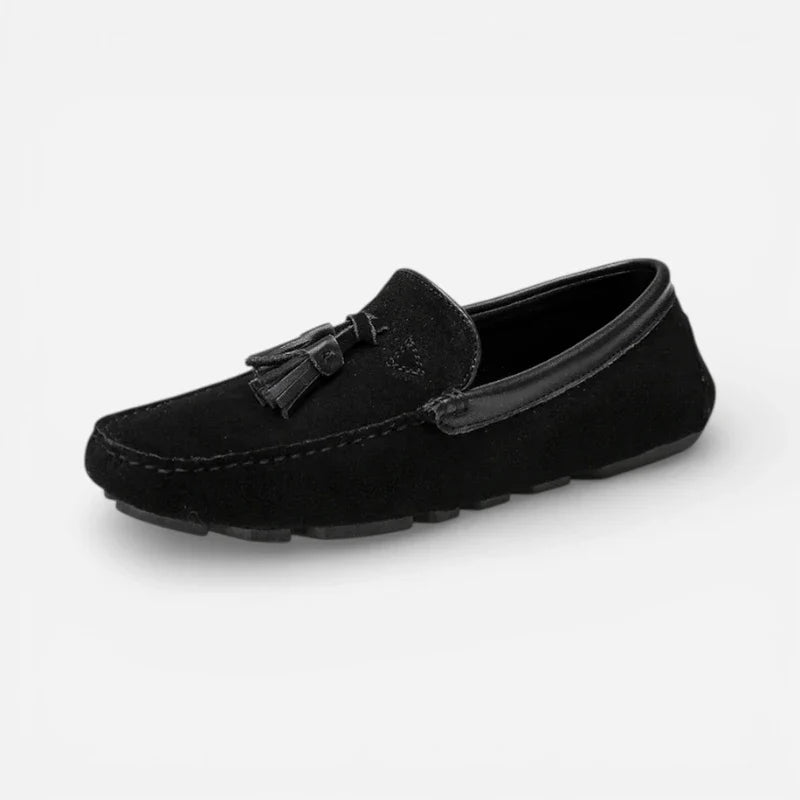Mocassin En Daim Nubuck Noir Pour Homme à Glands