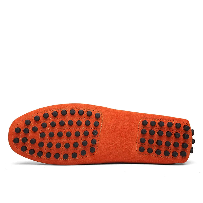 Mocassin Homme Orange Daim