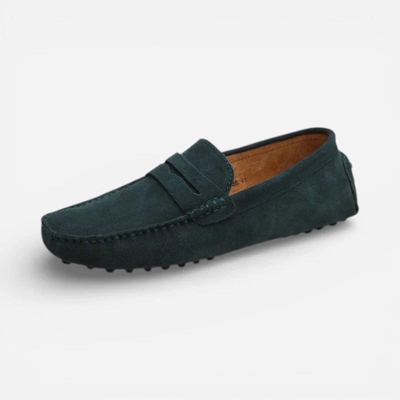 Mocassin Gris Foncé En Daim Pour Homme