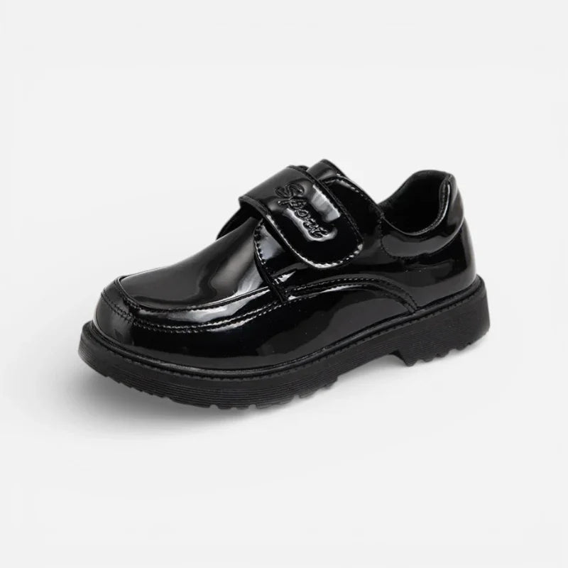 Mocassin Garçon Vernis Basket à Scratch Pour Costume Et Mariage
