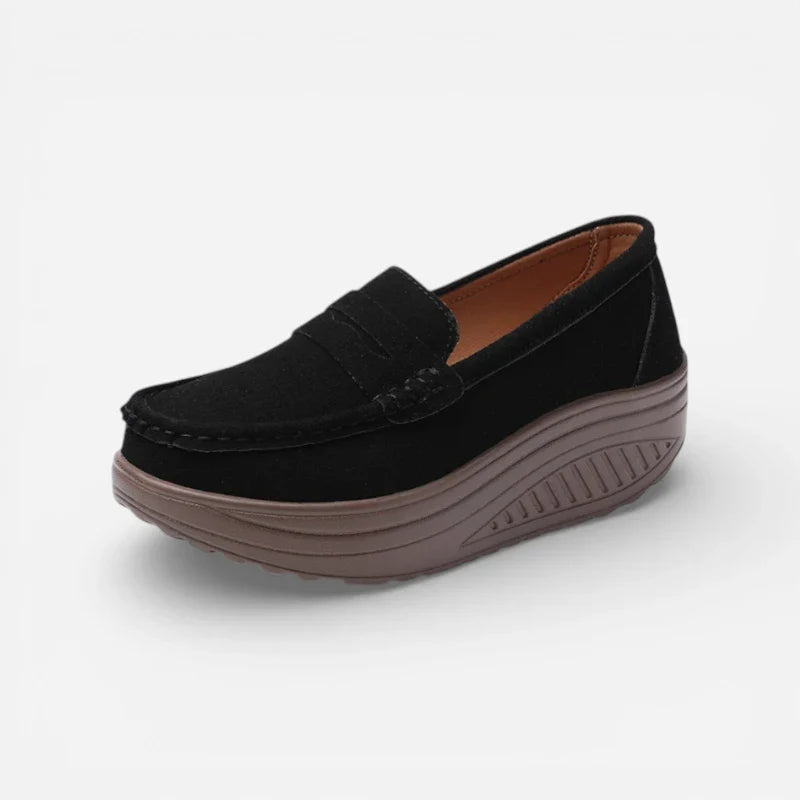 Mocassins Femme Noir Plateforme