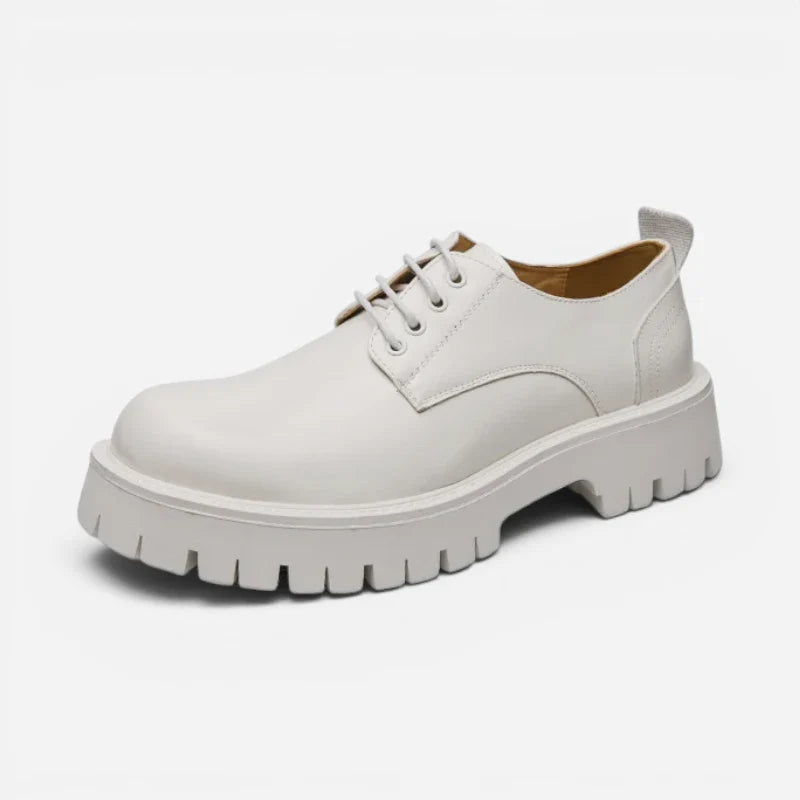 Mocassin Derby Plateforme Blanc À Lacets