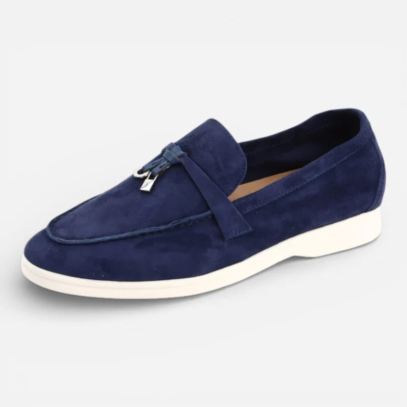 Mocassins à Glands En Daim Bleu Marine
