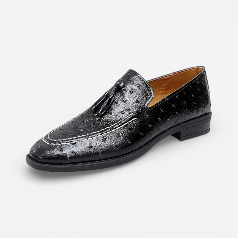 Mocassin Cuir vernis Noir à Points Homme