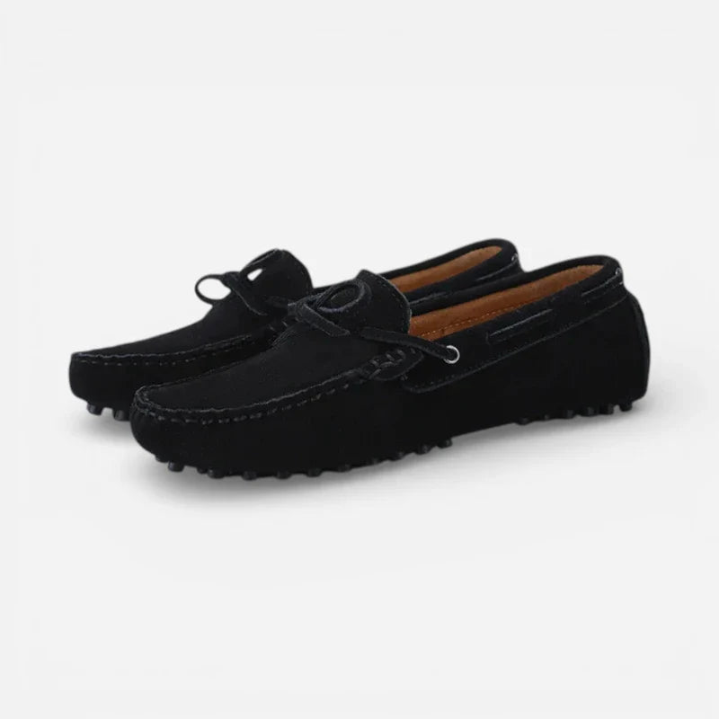 Mocassin En Nubuck Noir à Lacet Pour Homme