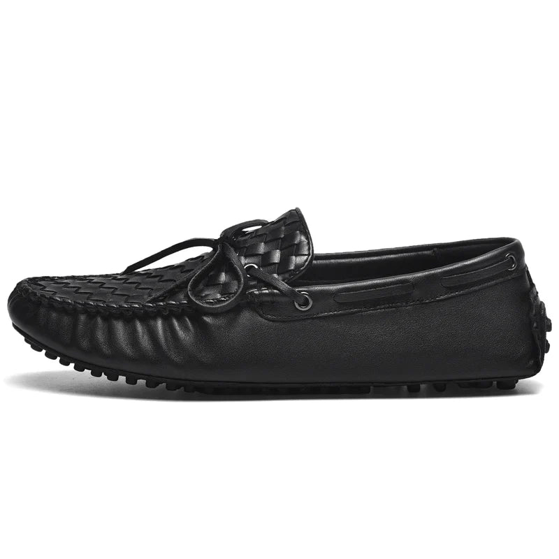 Mocassin En Cuir Tressé Mat Pour Homme