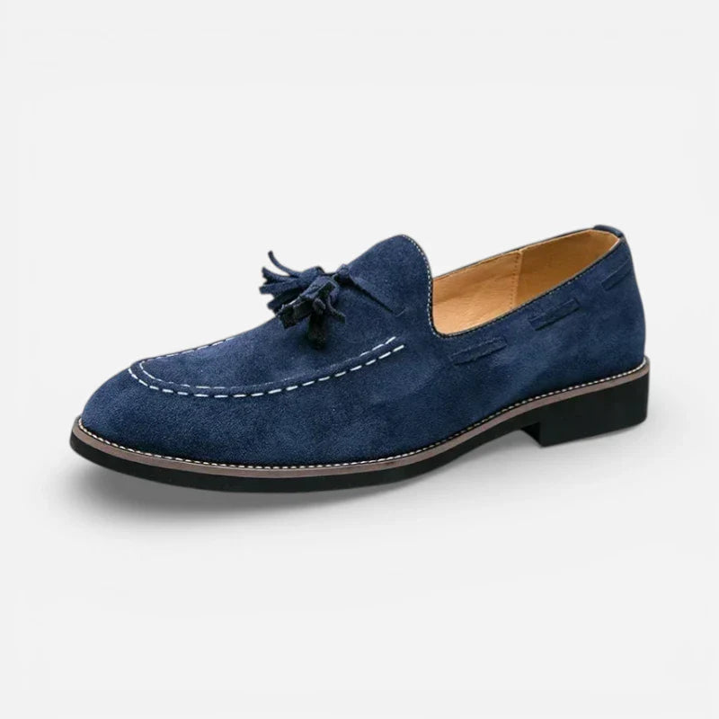 Mocassin Daim Marine à Glands Homme